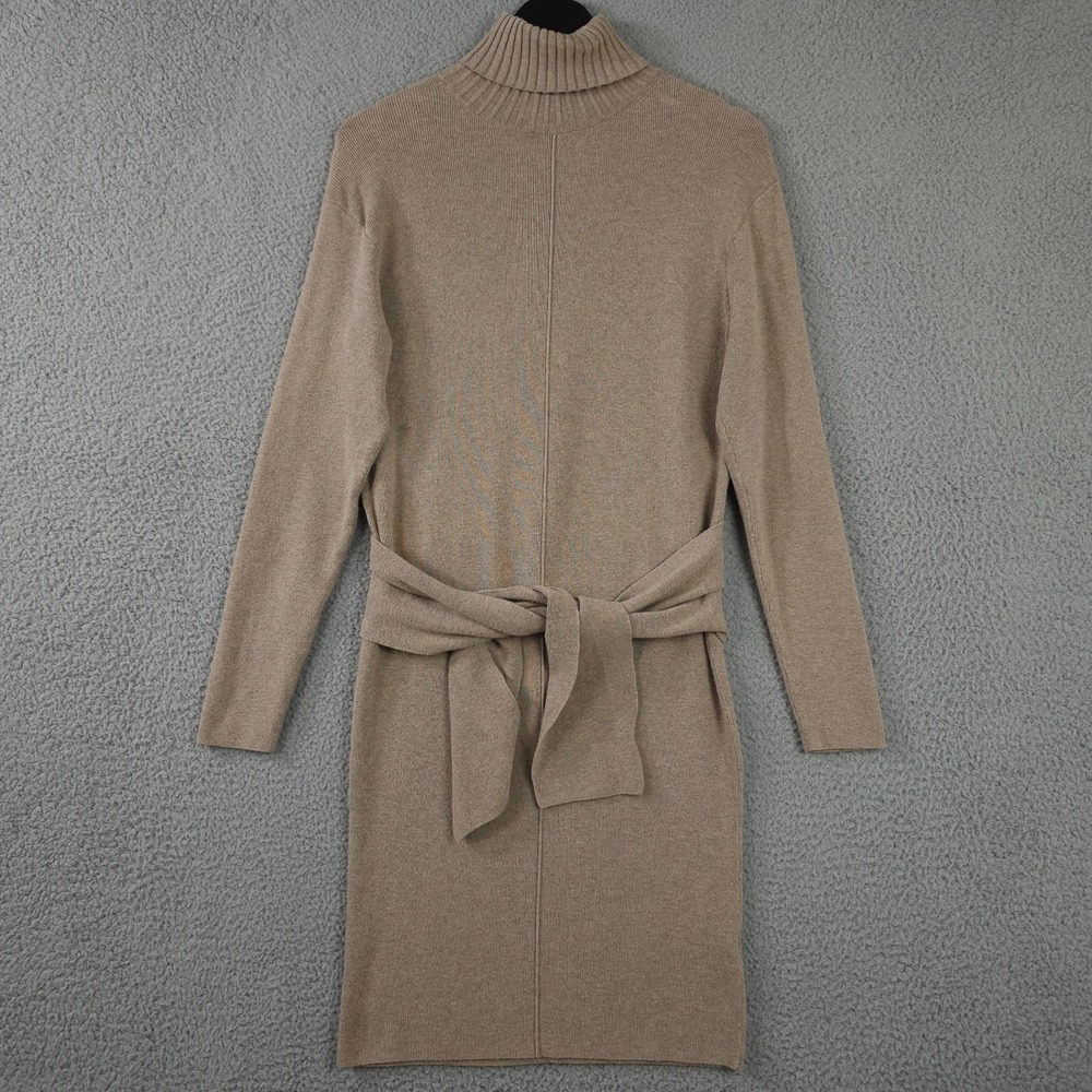 Brochu Walker Sweater Dress Womens XS Brown Judson Tie Front Turtleneck Knit